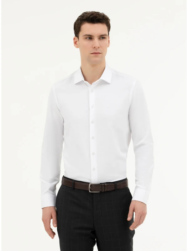 Pierre Cardin Erkek Beyaz Slim Fit Uzun Kollu Gömlek 50282965-VR013