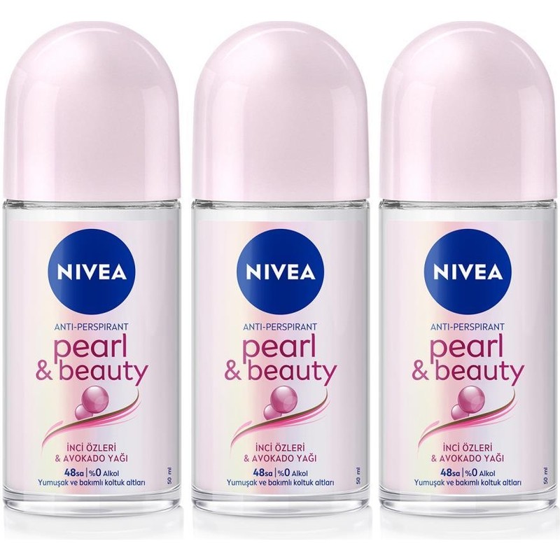 Nivea Kadın Roll-On Deodorant Pearl&beauty 50ML, 48 Saat Koruma, X3 Adet
