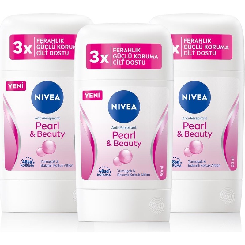 Nivea Kadın Stick Deodorant Pearl&beauty 50ML, 48 Saat Koruma, X3 Adet