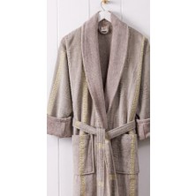 A.Z.H. Naturel %100 Cotton   Ihraç Ürünü Lüx Şeritli Şal Yaka Greek Kadife Erkek Bornozu