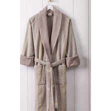 A.Z.H. Naturel %100 Cotton   Ihraç Ürünü Lüx Şeritli Şal Yaka Greek Kadife Erkek Bornozu
