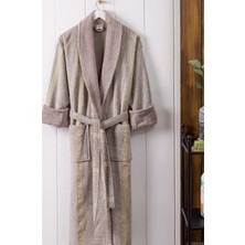 A.Z.H. Naturel %100 Cotton   Ihraç Ürünü Lüx Şeritli Şal Yaka Greek Kadife Erkek Bornozu