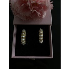 Jewelry Incili Çelik Halka Küpe Altın