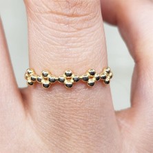 Fasek Gold Taşsız Altın Yüzük - 14 Ayar Altın Minimal Top Top Eklem Yüzüğü - Minimal Altın Yüzük