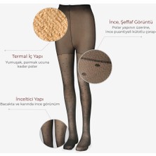 Hot Feet Bolero Içi Polarlı Ince Görünümlü Siyah Külotlu Çorap Puantiyeli