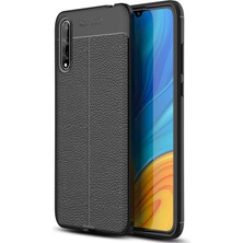 Newface Huawei P Smart S Kılıf Focus Derili Silikon - Siyah 317105