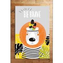 Halımax Cino 74 Gri Be Brave Yazılı Çocuk Odası Halı Bebek Oyun Halısı