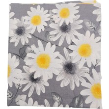 Angel Çanta Aksesuar 80X35 cm Pamuklu Astarlık Kumaş Beyaz Papatyalı Gri Renk No:35