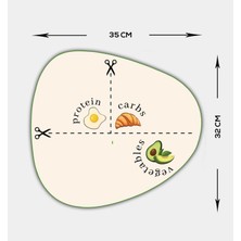 Decorita Cam Diyet Tabağı | Cam Sunum Tabağı | Porsiyon Tabağı - Avokado Görselli | 32 Cm X 35 Cm