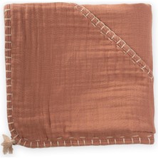 Cigit Çift Kat El Işi Müslin Üçgen Havlu (Yıkanmıştır) 75X75 cm Kahve