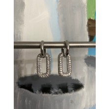Tx Jewelry Zirkon Taşlı Charmlı Çelik Küpe Altın