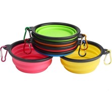 Longbangdian Shop Turuncu Tarzı Katlanabilir Pet Köpek Katlanır Silikon Kase Açık Seyahat Taşınabilir Köpek Maması Su Kabı Karabina ile Pet Besleyici Çanak Kase (Yurt Dışından)
