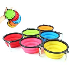Longbangdian Shop Turuncu Tarzı Katlanabilir Pet Köpek Katlanır Silikon Kase Açık Seyahat Taşınabilir Köpek Maması Su Kabı Karabina ile Pet Besleyici Çanak Kase (Yurt Dışından)