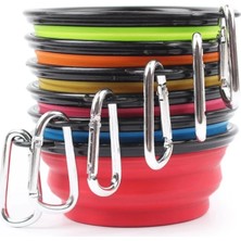 Longbangdian Shop Turuncu Tarzı Katlanabilir Pet Köpek Katlanır Silikon Kase Açık Seyahat Taşınabilir Köpek Maması Su Kabı Karabina ile Pet Besleyici Çanak Kase (Yurt Dışından)