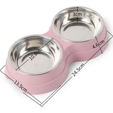 Longbangdian Shop B Tarzı Çift Pet Kaseler Köpek Maması Su Besleyici Paslanmaz Çelik Pet Içme Bulaşık Besleyici Kedi Yavrusu Besleme Malzemeleri Küçük Köpek Aksesuarları (Yurt Dışından)