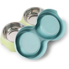 Longbangdian Shop B Tarzı Çift Pet Kaseler Köpek Maması Su Besleyici Paslanmaz Çelik Pet Içme Bulaşık Besleyici Kedi Yavrusu Besleme Malzemeleri Küçük Köpek Aksesuarları (Yurt Dışından)