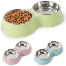 Longbangdian Shop B Tarzı Çift Pet Kaseler Köpek Maması Su Besleyici Paslanmaz Çelik Pet Içme Bulaşık Besleyici Kedi Yavrusu Besleme Malzemeleri Küçük Köpek Aksesuarları (Yurt Dışından)