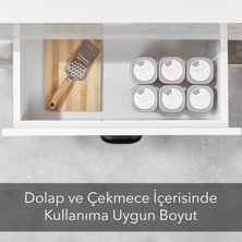 Meleni Home 6'lı Etiketli ve Kilitlenebilir Hava Almaz Kapaklı Baharatlık Seti-Baharatlık Saklama Kabı Bej