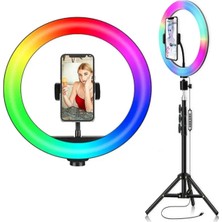 Enshall 33CM Rgb Ring Light LED Çekim Işığı 2.1mt Tripod