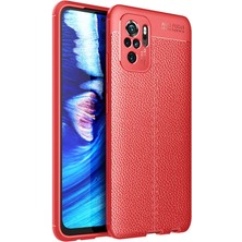 Mutaks Xiaomi Redmi Note 10 Uyumlu Kılıf Deri Görünümlü Karbon Niss Silikon Kapak