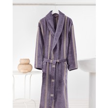 A.Z.H. Naturel %100 Cotton   Ihraç Ürünü Lüx Şeritli Şal Yaka Greek Kadife Erkek Bornozu