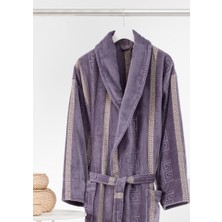 A.Z.H. Naturel %100 Cotton   Ihraç Ürünü Lüx Şeritli Şal Yaka Greek Kadife Erkek Bornozu