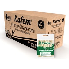 Kafem Bambu Cips Çatalı 9 cm 100 Lü x 100 Paket (Koli)