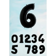 Pekshop Siyah Rakam Folyo Balon Büyük Boy Siyah Sayı Balonlar 100CM 40INÇ 6