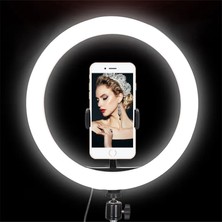 Enshall Ring Light Bt Kumandalı+Adaptör Işık 120 LED Tiktok Tripod Işıklı Makyaj Işığı 10 Inç 2.1 mt Tripod