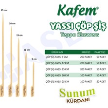 Kafem Yassı Çöp Şiş - Sunum Kürdanı 20 cm 50 Li x 100 Paket (Koli)