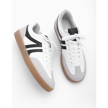 Marjin Kadın Sneaker Bağcıklı Düz Taban Spor Ayakkabı Tiyone Beyaz
