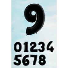 Pekshop Siyah Rakam Folyo Balon Büyük Boy Siyah Sayı Balonlar 100CM 40INÇ 9