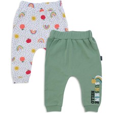 Bebelop Unisex Bebek Çocuk Gökkuşağı Desen Tek Alt Eşofman Altı 2'li Set