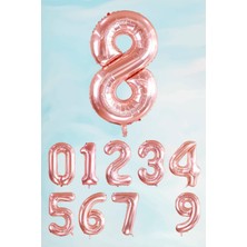 Pekshop Rose Gold Rakam Folyo Balon Büyük Boy Rose Gold Sayı Balonlar 100CM 40INÇ 8