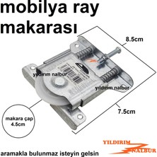 Yıldırım Nalbur 2 Adet Mobilya Ray Makarası Tekerlek Sürgülü Gardolap Ray Tekerlek Yaylı