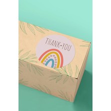 Xox Shops Thank You Sticker Teşekkürler Paketleme Etiketi Pembe Renkli Gökkuşağı - 3X3CM 90 Adet - ST2025