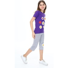 Turkuaz Kids We Love Tropical Kız Çocuk Kısa Kol Baskılı Pijama Kapri Takım