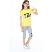 Turkuaz Kids We Love Tropical Kız Çocuk Kısa Kol Baskılı Pijama Kapri Takım
