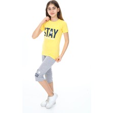 Turkuaz Kids We Love Tropical Kız Çocuk Kısa Kol Baskılı Pijama Kapri Takım