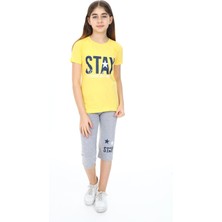 Turkuaz Kids We Love Tropical Kız Çocuk Kısa Kol Baskılı Pijama Kapri Takım