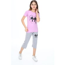 Turkuaz Kids We Love Tropical Kız Çocuk Kısa Kol Baskılı Pijama Kapri Takım