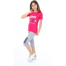 Turkuaz Kids We Love Tropical Kız Çocuk Kısa Kol Baskılı Pijama Kapri Takım