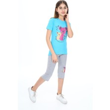 Turkuaz Kids We Love Tropical Kız Çocuk Kısa Kol Baskılı Pijama Kapri Takım