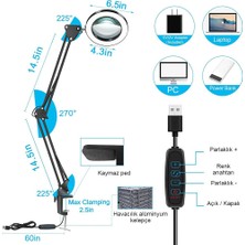 Inters Tech 5/10 Akrobat Hareketli Salıncak Kolu Katlanabilir Büyüteç USB 3 Renkler Hayva Onarım LED Masa Lambası