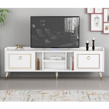 BMdekor Tv Sehpası Raks Beyaz Gold 180 cm