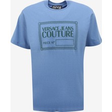 Versace Jeans Couture Bisiklet Yaka Mavi Erkek T-Shirt 75GAHT09CJ00T265