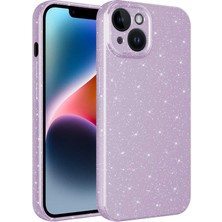 BLS Store iPhone 14 Plus - Uyumlu Kamera Korumalı Simli Lüks Bls Store Koton Kapak-Pembe Koyu