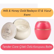 Oriflame Milk & Honey Gold Besleyici El & Vücut Kremi + Tender Care Çilek Özlü Koruyucu Balm