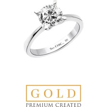 So CHIC Beyaz Altın Sertifikalı Premium Created Taşlı Tektaş Yüzük