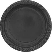 Kikajoy Tek Kullanımlık 24 Adet  Plastik Tabak 22 cm -Siyah-